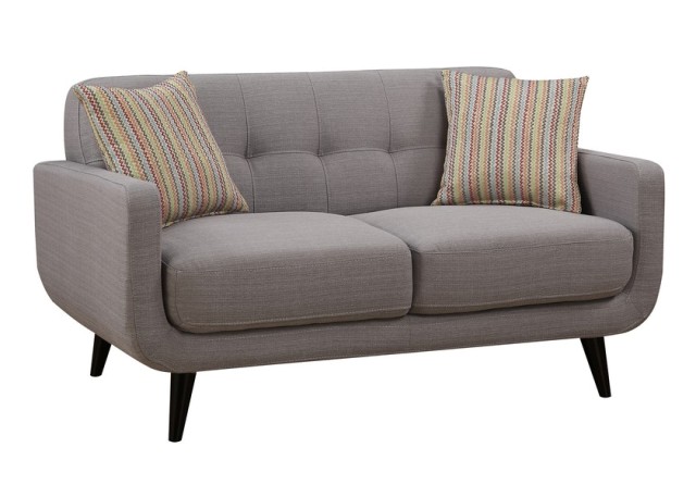 AC Pacific CRYSTAL-GRAY-L Crystal Gray Mid-Century Love Seat - 34 x 61 x 35 in.