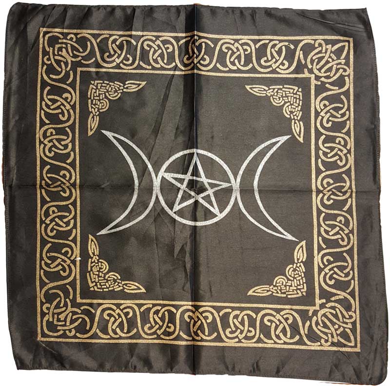 Picture of AzureGreen RASC96BLK Rayon Triple Moon Pentagram Altar Cloth, Black - 18 x 18 in.