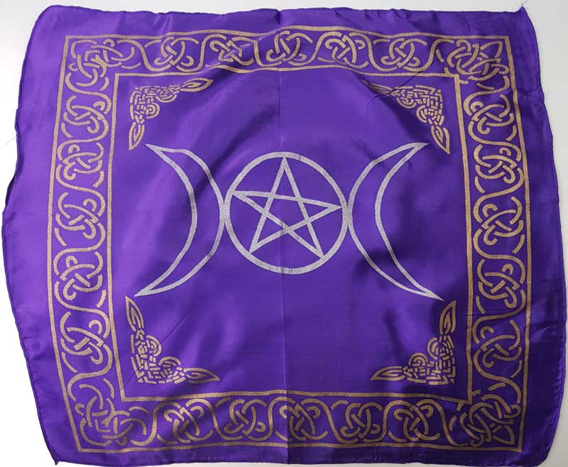 Picture of AzureGreen RASC96PUR Rayon Triple Moon Pentagram Altar Cloth, Purple - 18 x 18 in.