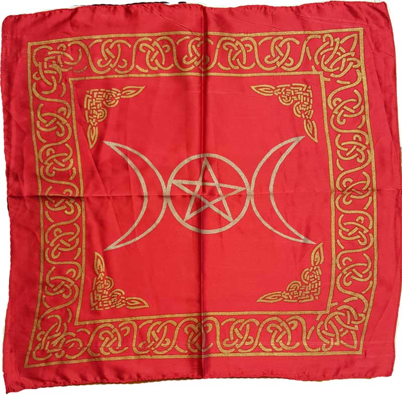 Picture of AzureGreen RASC96RED Rayon Triple Moon Pentagram Altar Cloth, Red - 18 x 18 in.