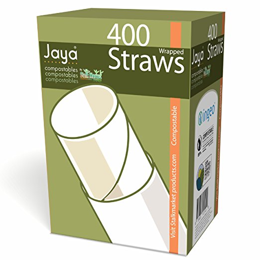Picture of Jaya PLA-S6W-C Clear Straws Individually Wrapped - Pack of 4800