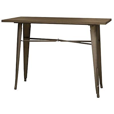 BTABLE40 AmeriHome Loft Rustic Gunmetal Counter Height Metal Dining Table with Wood Top