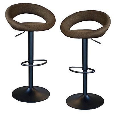 BSLTFSET AmeriHome Classic Relaxed Fabric Bar Stool Set, Charcoal Gray