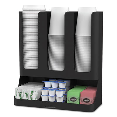 Picture of EMS Mind Reader EMSUPRIGHT6BLK Mind Reader Flume Six-Section Upright Coffee Condiment & Cup Organizer, Black