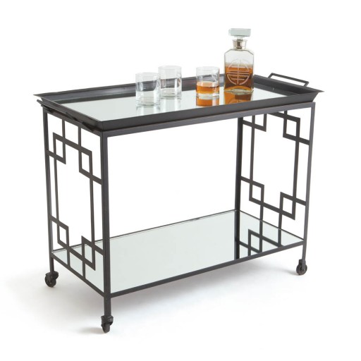 Go Home 21261 Iron & Glass Blake Bar Cart, Black - 30.5 x 20 x 42 in.