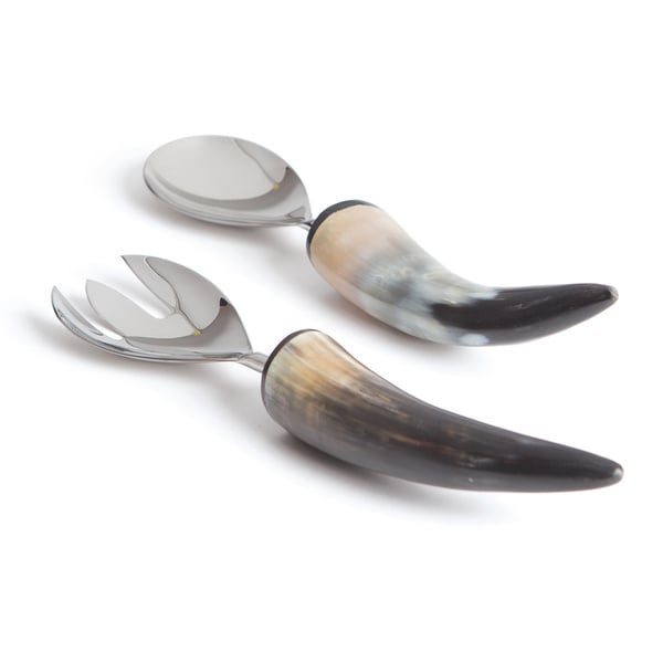Picture of Go Home 21033 Stainless Steel & Horn Boyd Horn Serving Set - Silver, Brown & Ivory - 2 x 2.75 x 12 in.