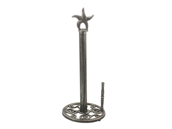 Picture of Handcrafted Model Ships K-1414A-Silver 15 in. Antique Silver Cast Iron Starfish Paper Towel Holder