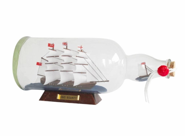 Picture of Handcrafted Model Ships Bounty-Bottle-11 11 in. HMS Bounty Model Ship in a Glass Bottle