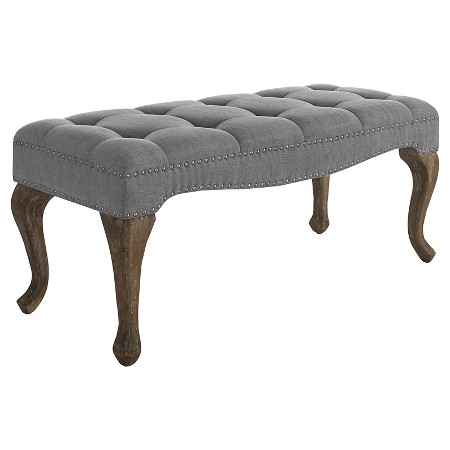 Picture of Linon 368301LIN01U Loire Cabriolet Linen Bench&#44; Washed Gray Natural