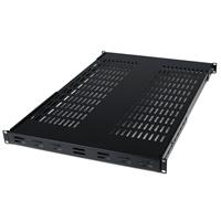 1U Adjustable Fixed Depth Server Rack Cabinet Shelf - Black