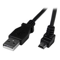 2m Mini USB Cable A to Down Angle Mini B, Black