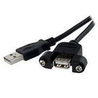 USBPNLAFAM3 3 ft. Panel Mount USB Cable A to A, Black