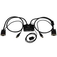 2 Port USB VGA Cable KVM Switch USB Powered with Remote Switch