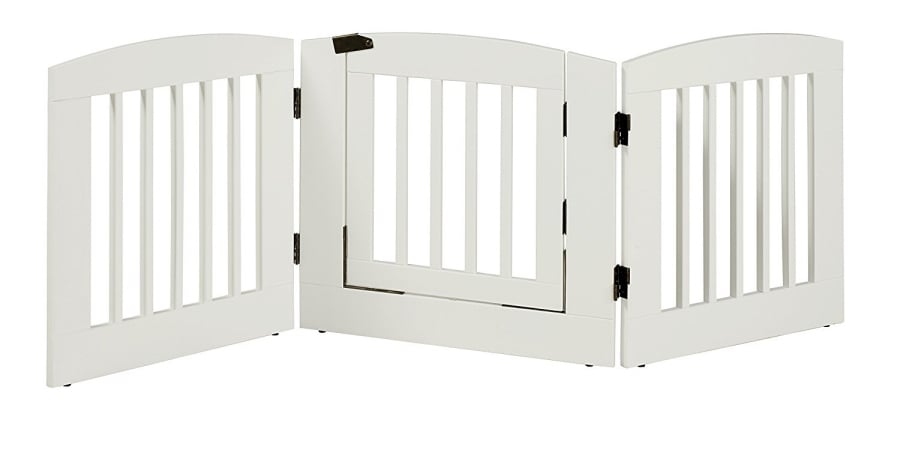 Picture of EF Furniture 392403 24 in. Ruffluv 3 Panel Expansion Pet Gate with Door  Medium - White