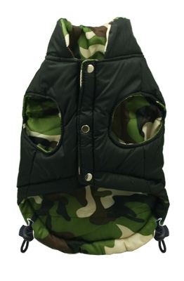 Picture of Hip Doggie HD-5BKPV-S Small Reversible Puffer Vest - Black &amp; Camo
