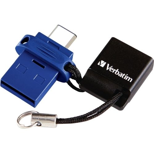 Picture of Verbatim 99154 32 GB Store N Go Dual USB Flash Drive, Blue