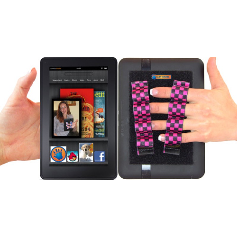 Picture of LAZY-HANDS 201318 4-Loop X2 Grips for Readers - Extra Large&#44; Black & Pink Checkers