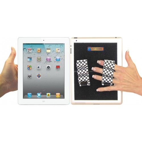 Picture of LAZY-HANDS 201335 Heavy-Duty 3-Loop X2 Grips for Tablets - Extra Large&#44; Black & White Checkers