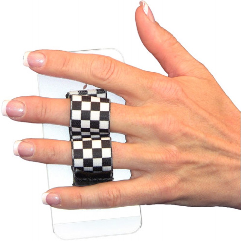 201474 2-Loop Phone Grip - Small, Black & White Checkers