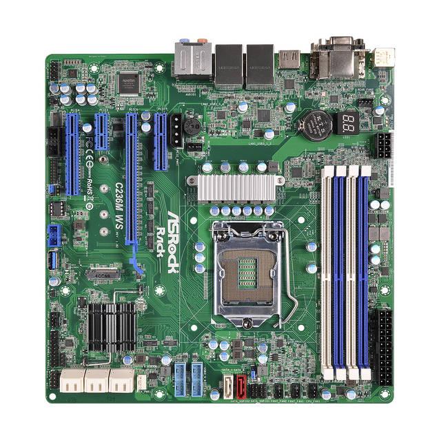 Picture of ASRock Rack C236M WS LGA1151 Intel C236 DDR4 SATA3 & USB 3.0 M.2 A & 2GbE Micro ATX Server Motherboard