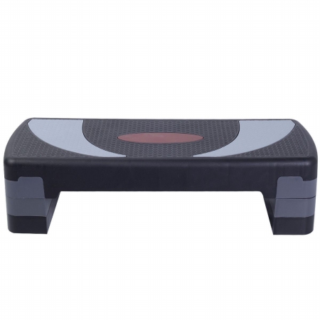 Picture of  CB16417 30 in. Fitness Aerobic Step Exercise Stepper Platform with Adjust 4-6-8 in. Riser&#44; Black & Gray&#44; Red Signal