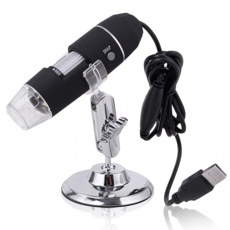 Picture of CB16465 50-500 x 2MP USB 8 LED Light Digital Microscope Endoscope Video Camera Magnifier, Black