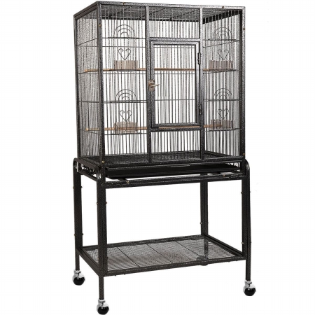 Picture of CB16219 Bird Parrot Cage Large Cockatiel House with Wheels, Black