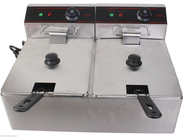 Picture of  CB15401 Deep Fryer 5000 watt Electric Countertop Dual Tank Stainless Commercial Restaurant