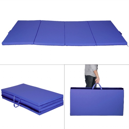 Picture of  CB16217 4 x 8 x 2 in. Gymnastics Tumbling &amp; Martial Arts Folding Mat PU Leather&#44; Blue