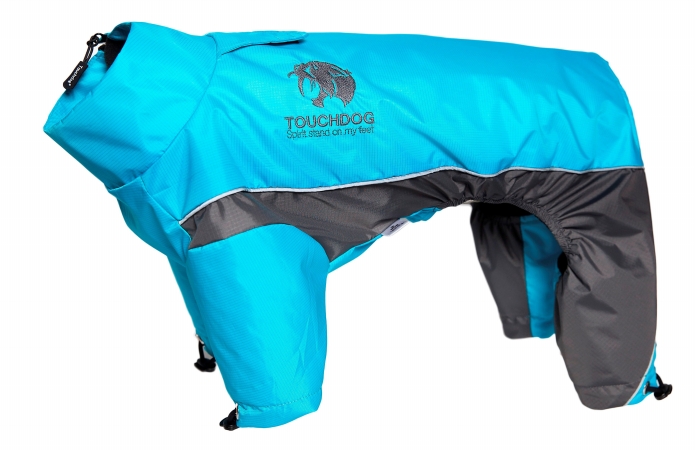 Picture of Touchdog JKTD3BLXL Quantum-Ice Full-Bodied Adjustable & 3M Reflective Dog Jacket, Extra Large - Ocean Blue & Grey