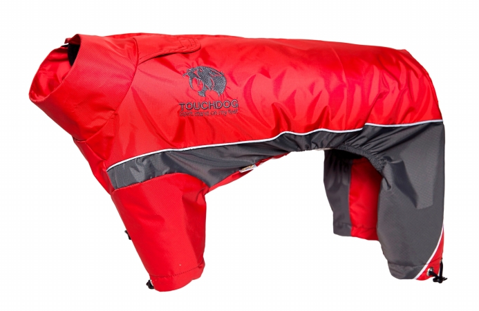 Picture of Touchdog JKTD3RDXL Quantum-Ice Full-Bodied Adjustable & 3M Reflective Dog Jacket, Extra Large - Red & Charcoal Grey