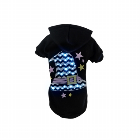 LED Lighting Magical Hat Hooded Sweater Pet Costume, Large - Black - Pet Life FBPBKLG