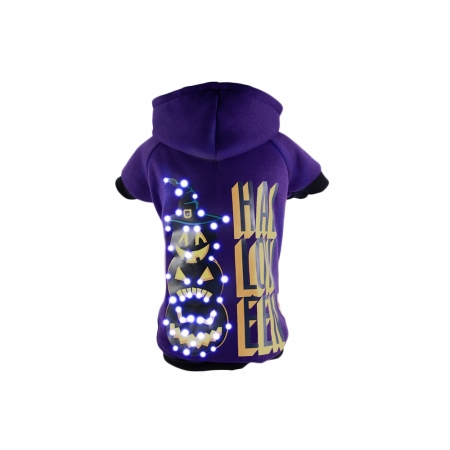 LED Lighting Halloween Happy Snowman Hooded Sweater Pet Costume, Large - Purple - Pet Life FBP6PLLG