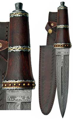 Picture of AzureGreen RA077 Dirk Wod Damascus Athame&#44; 13.75 in.