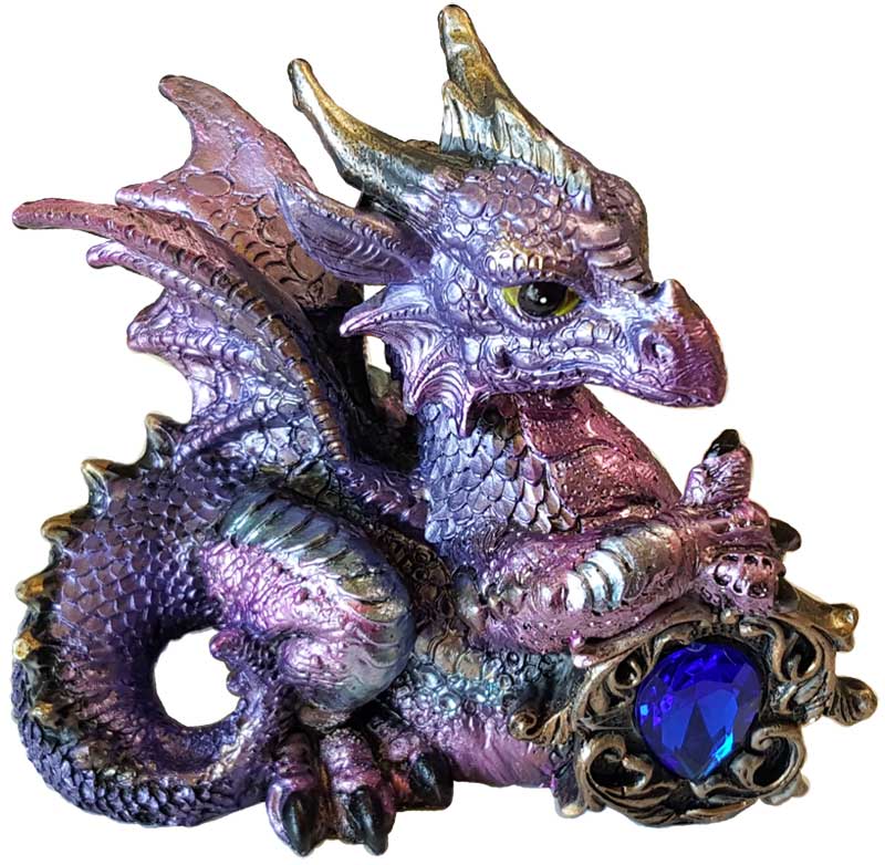 Picture of AzureGreen SD587 Blue Dragon Statue with Stone&#44; 4 in.