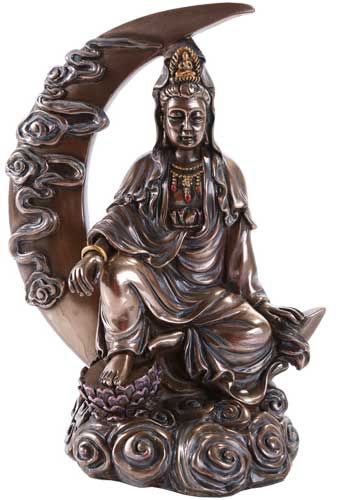 Kuan Yin Cold Cast Bronze Statue, 8.25 in.