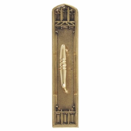 Picture of Brass Accents A04-P5231-CLN-610 Apollo Pull Plate with Colonial Pull&#44; Highlighted Brass Finish - 3.63 x 18 in.