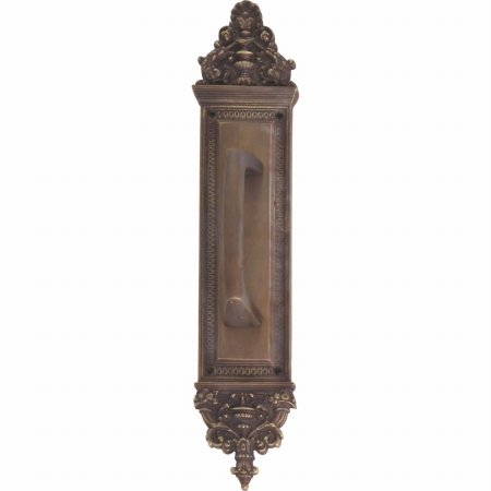 Picture of Brass Accents A04-P5231-MSS-486 Apollo Pull Plate with Mission Pull&#44; Aged Brass Finish - 3.63 x 18 in.
