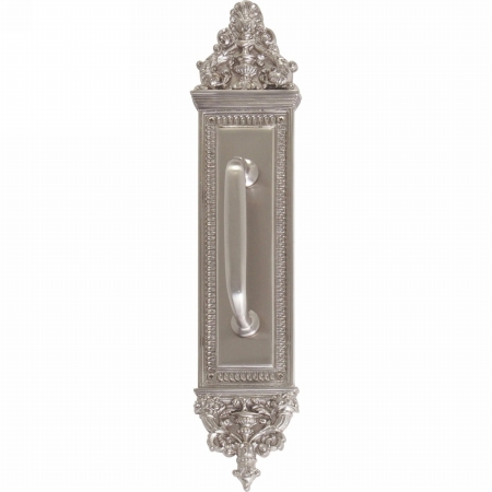 Picture of Brass Accents A04-P5231-RV5-619 Apollo Pull Plate with Colonial Revival Pull&#44; Satin Nickel Finish - 3.63 x 18 in.