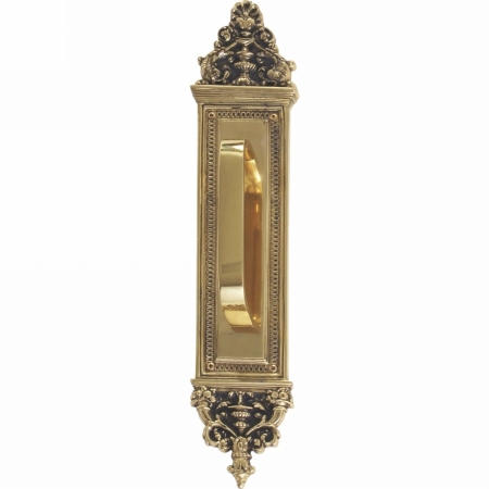 Picture of Brass Accents A04-P5231-TRD-610 Apollo Pull Plate with Traditional Pull&#44; Highlighted Brass Finish - 3.63 x 18 in.
