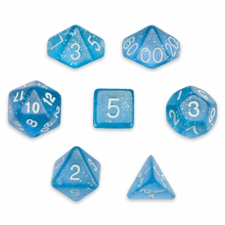 Picture of Brybelly Holdings GDIC-1122 7 Die Polyhedral Dice Set in Velvet Pouch&#44; Diamond Dust