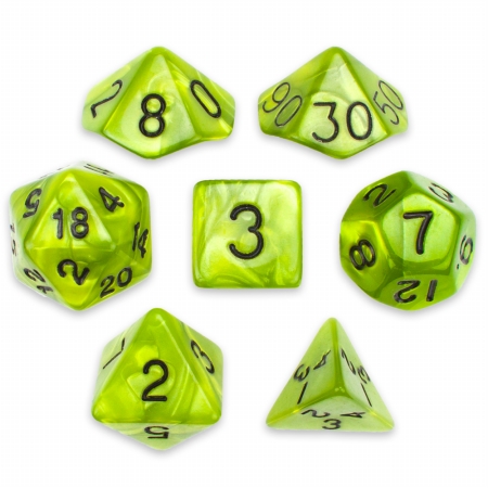 Picture of Brybelly Holdings GDIC-1131 7 Die Polyhedral Dice Set in Velvet Pouch, Swamp Ooze