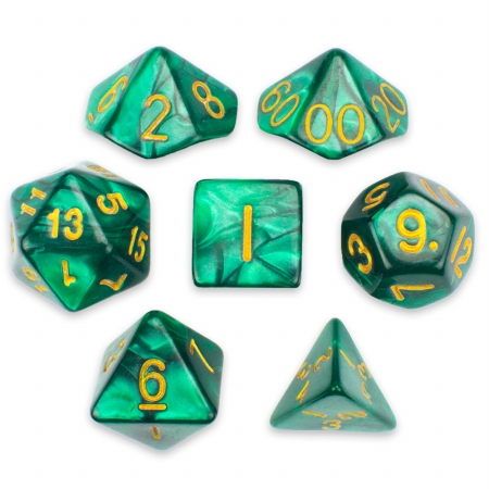 Picture of Brybelly Holdings GDIC-1132 7 Die Polyhedral Dice Set in Velvet Pouch&#44; Basilisk Blood