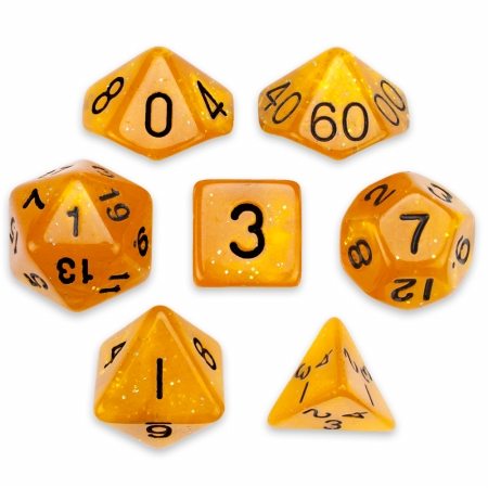Picture of Brybelly Holdings GDIC-1133 7 Die Polyhedral Dice Set in Velvet Pouch, Dwarven Brandy