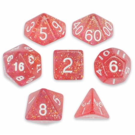 Picture of Brybelly Holdings GDIC-1139 7 Die Polyhedral Dice Set in Velvet Pouch, Royal Bubblegum