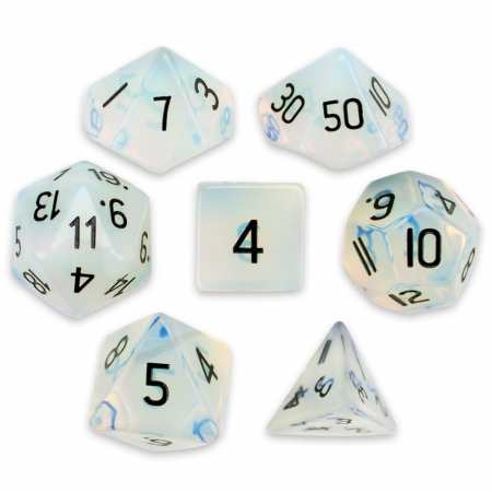 Picture of Brybelly Holdings GDIC-1902 Handmade Stone Polyhedral Dice, Opalite - Set of 7