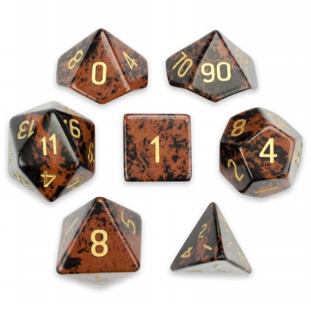 Picture of Brybelly Holdings GDIC-1904 Handmade Stone Polyhedral Dice&#44; Mahogany Obsidian - Set of 7