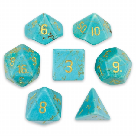 Picture of Brybelly Holdings GDIC-1905 Handmade Stone Polyhedral Dice, Turquoise - Set of 7