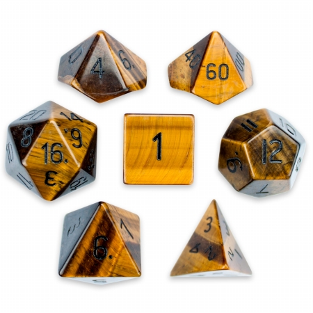Picture of Brybelly Holdings GDIC-1908 Handmade Stone Polyhedral Dice&#44; Tigers Eye - Set of 7