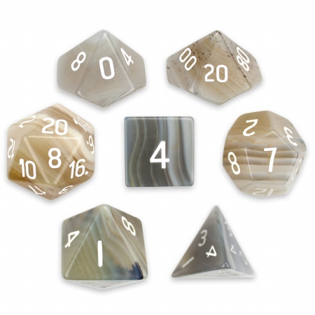 Picture of Brybelly Holdings GDIC-1910 Handmade Stone Polyhedral Dice&#44; Gray Agate - Set of 7
